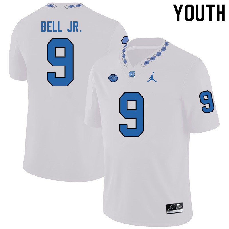 Jordan Brand Youth #9 Corey Bell Jr. North Carolina Tar Heels College Football Jerseys Sale-White